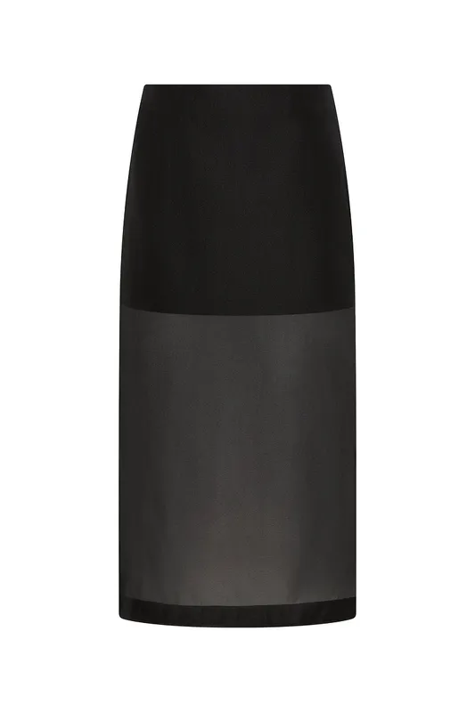 Black Sheer Organza Midi Skirt