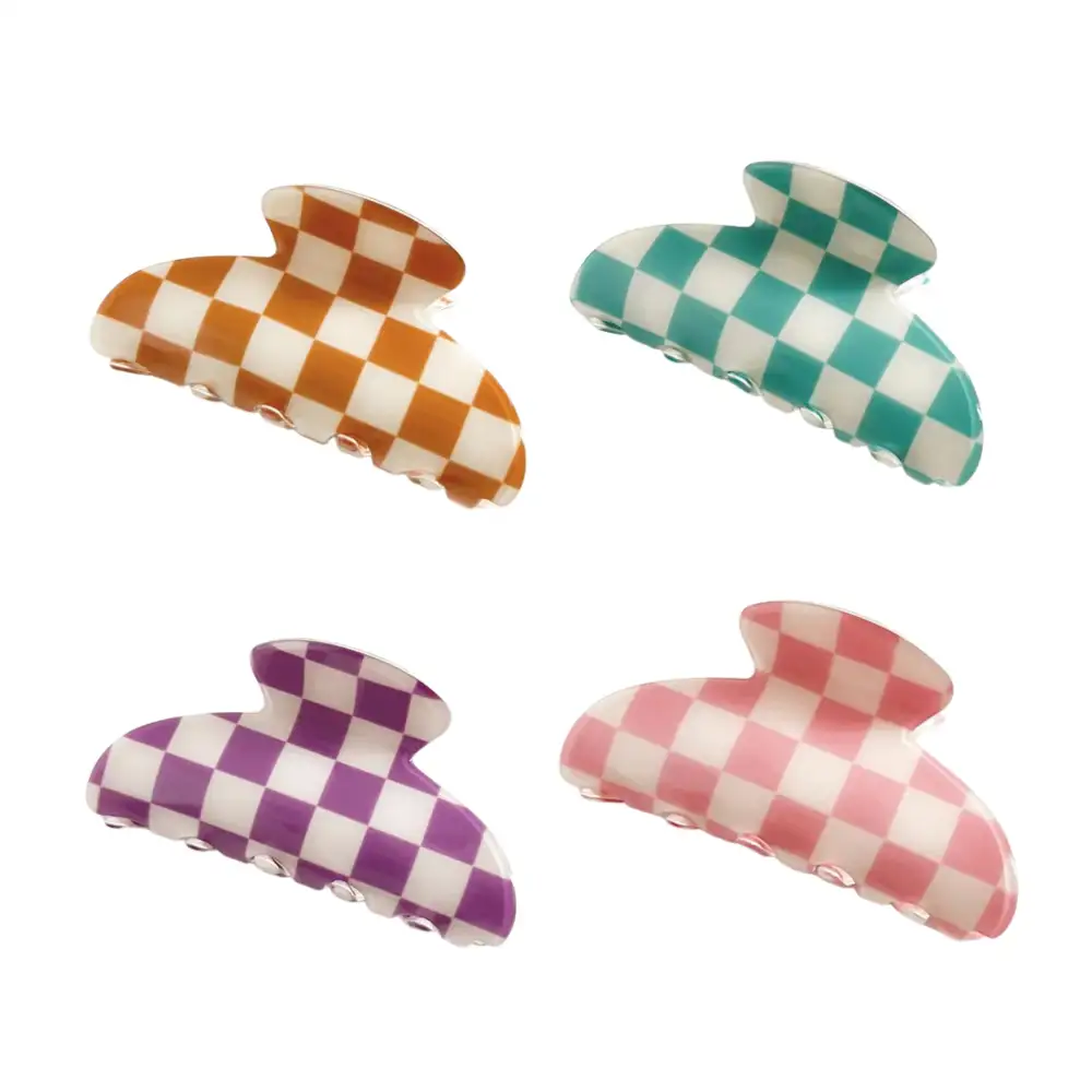 Checkered Pattern Hair Claw Clip