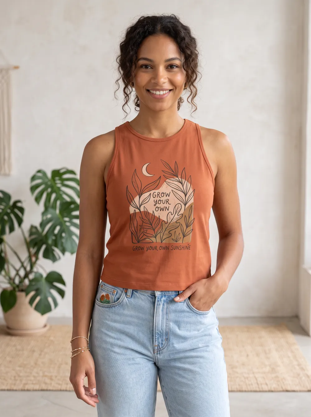 Boho Plant Grow Own Casual Top
