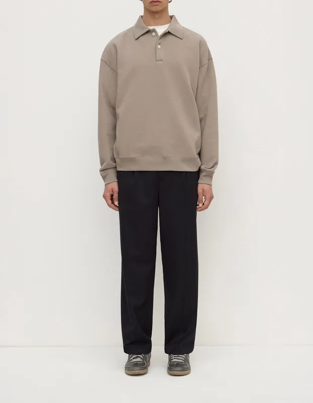 Ash Gray Fleece Polo Sweatshirt