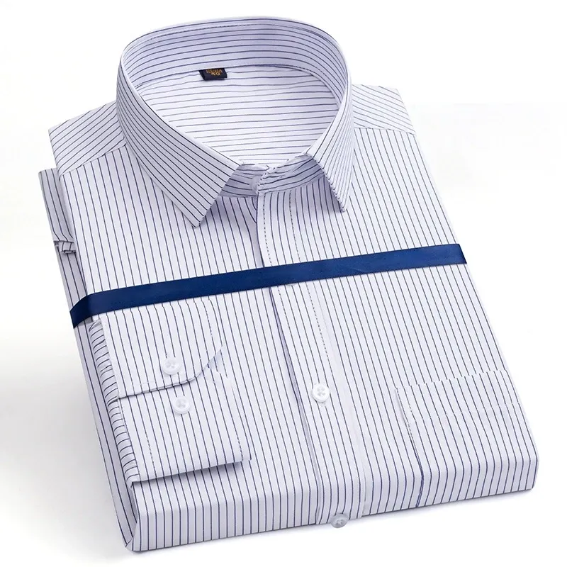 Men'S Long Sleeve Business Solid Color Cotton Breathable Shirt