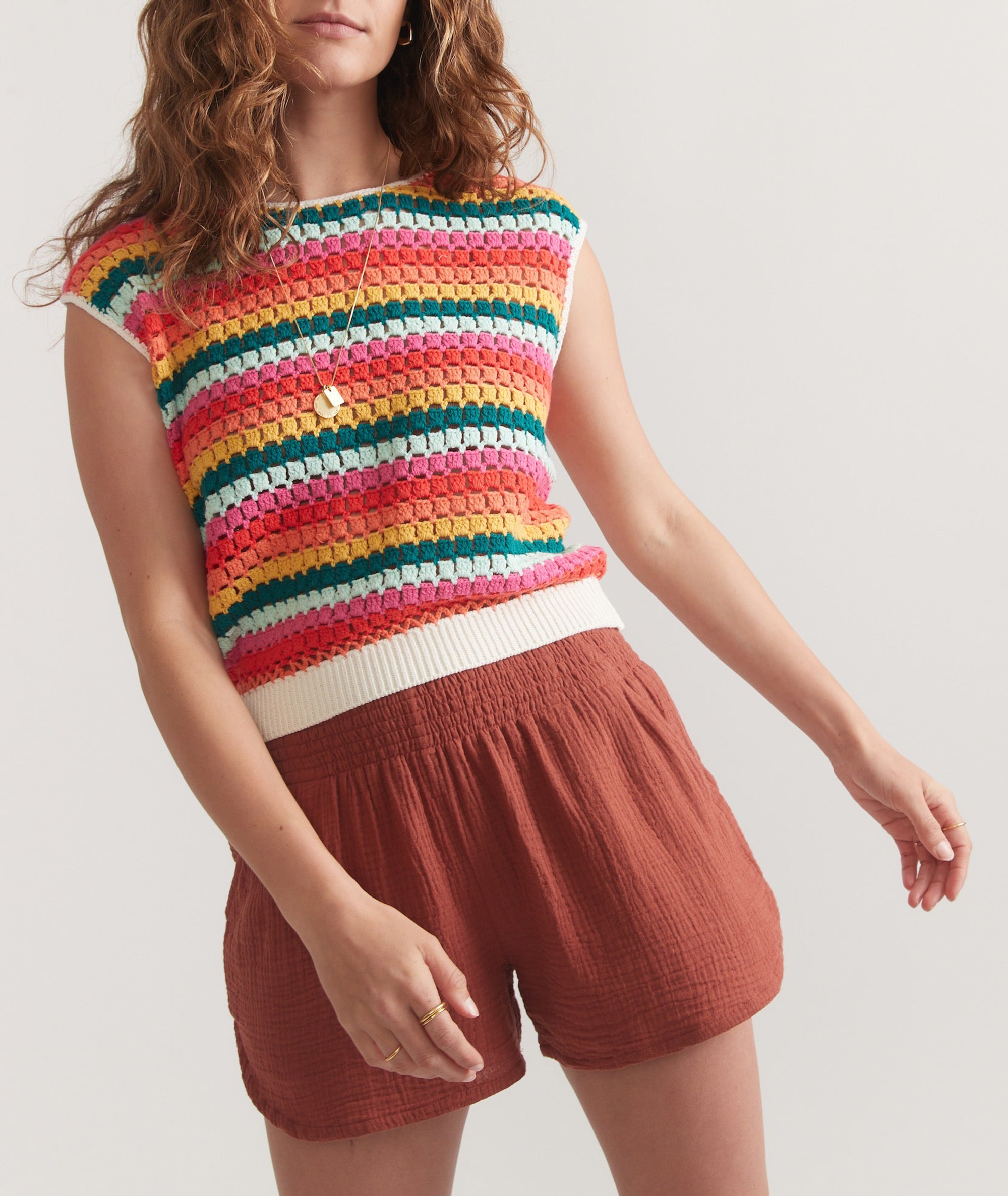 Sleeveless Multicolor Crochet Top