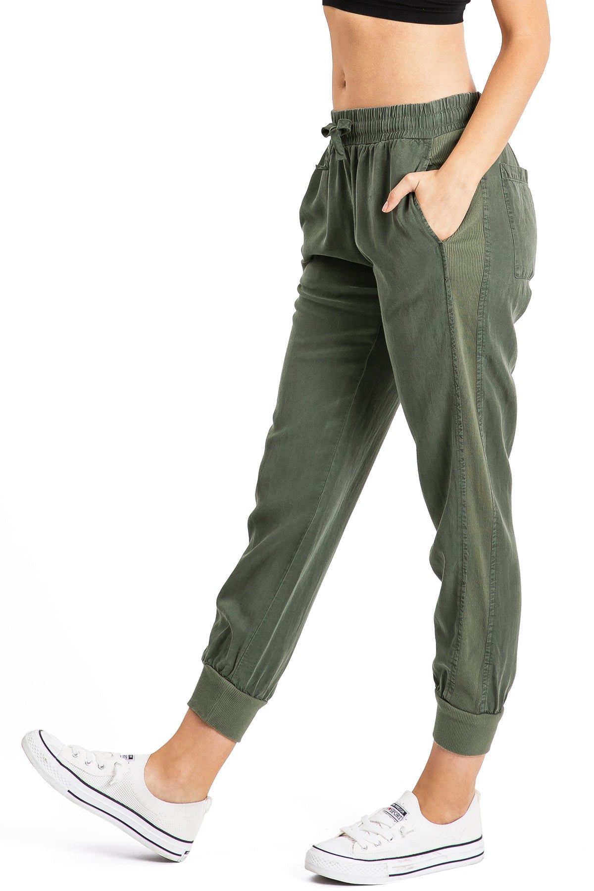 Olive Green Slim - Fit Jogger Pants