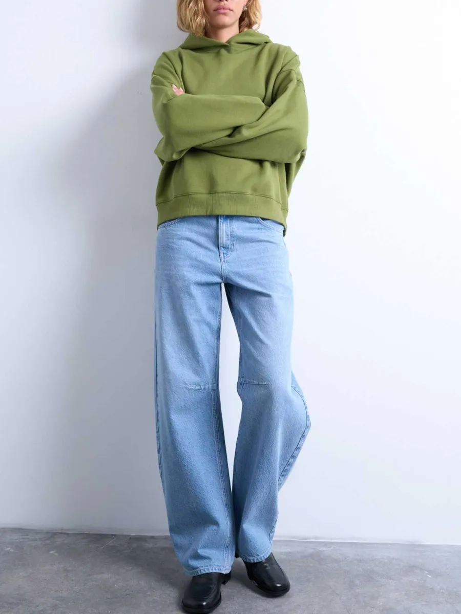 Dropped Shoulder Solid Color Hoodie