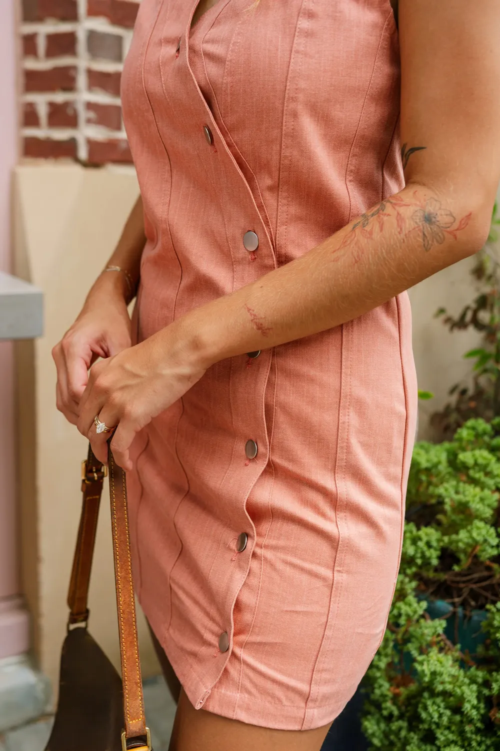 Casual Button V-Neck Sleeveless Dress