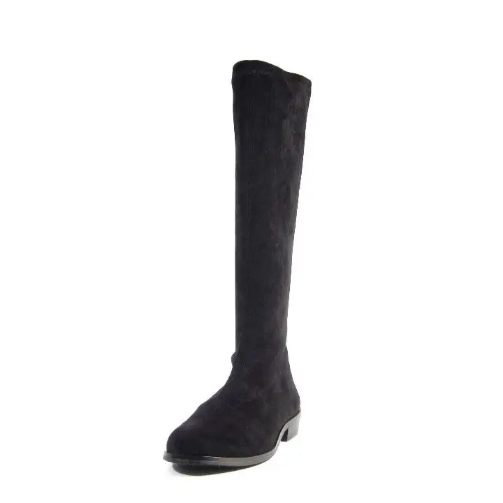 Mixed Texture Slip On Knee High Boots