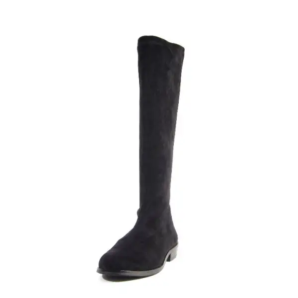 Mixed Texture Slip On Knee High Boots