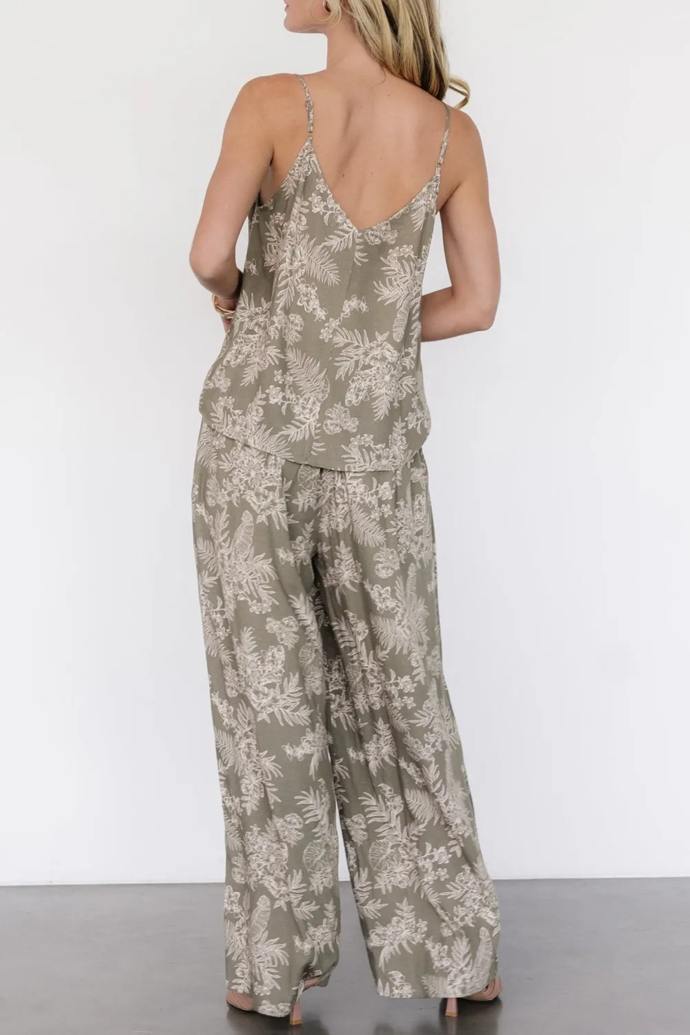 Artistic Lightweight Slim-Fit  Olive Print  Pants