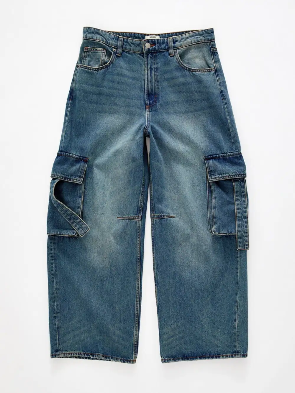 Pocketed Wide Leg Denim Jeans