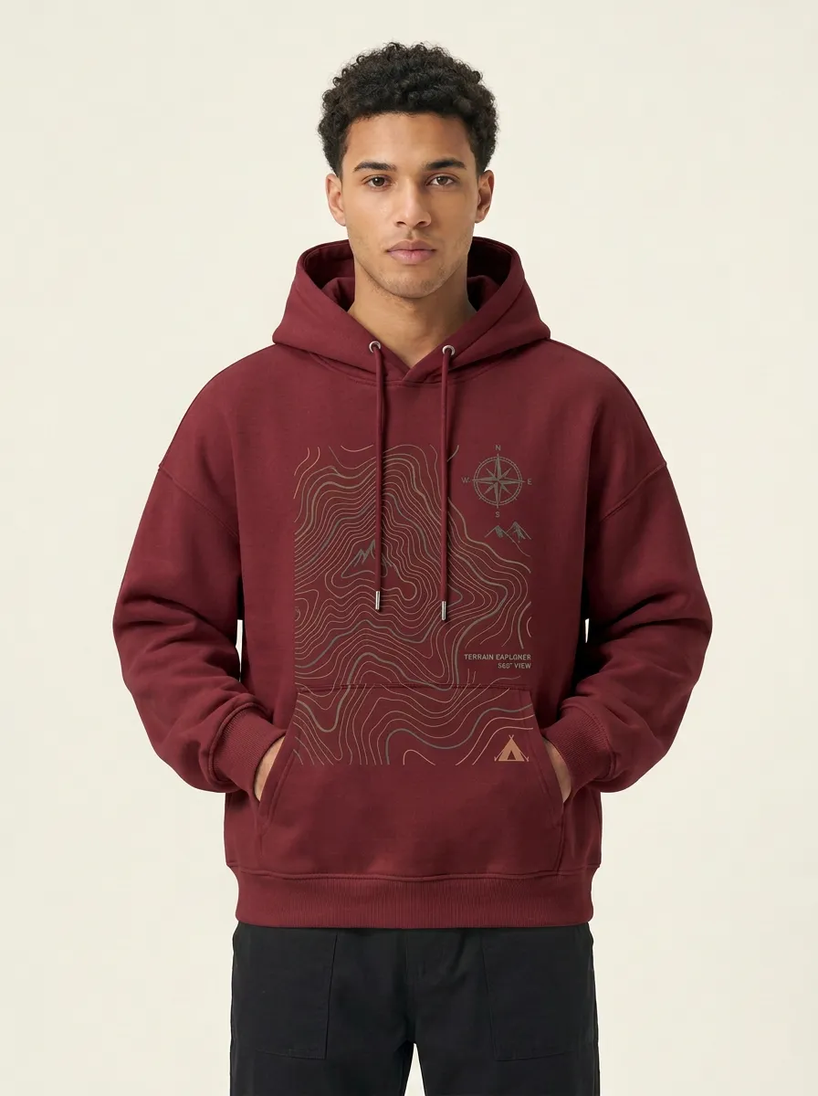 Men's Hiking Explorer Topographic Graphic Hoodie