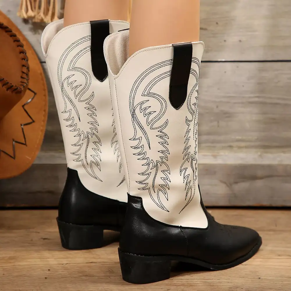 Point Toe Block Heels Boots