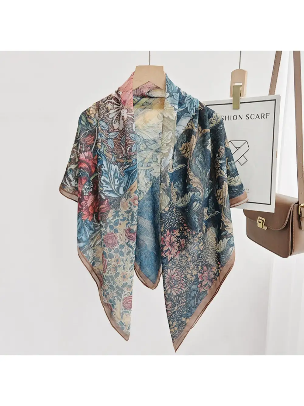 Botanical Collage Print Square Scarf