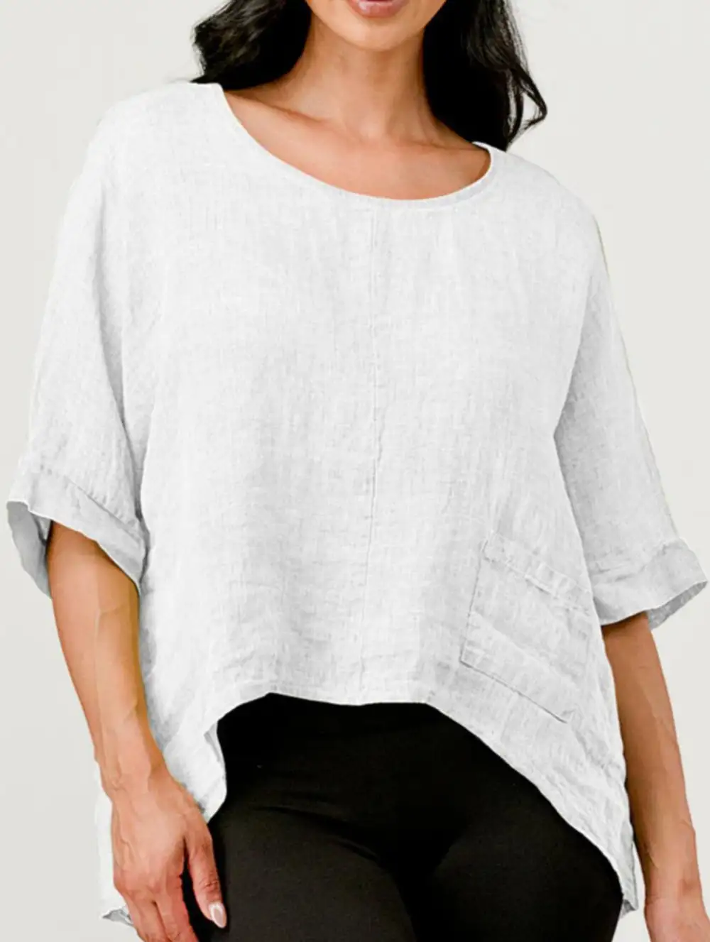 Crew Neck Cotton Linen Tee