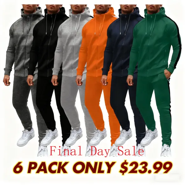Mens with Zipper Pockets Full Zip Hoodie Sweatsuit