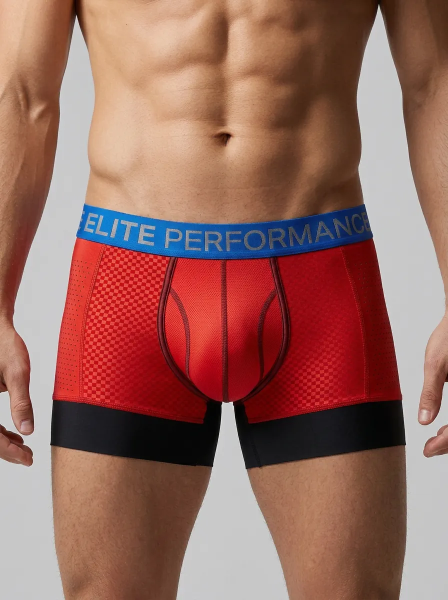 Men's Elite Performance Checkered Pattern Printed Boxer Briefs