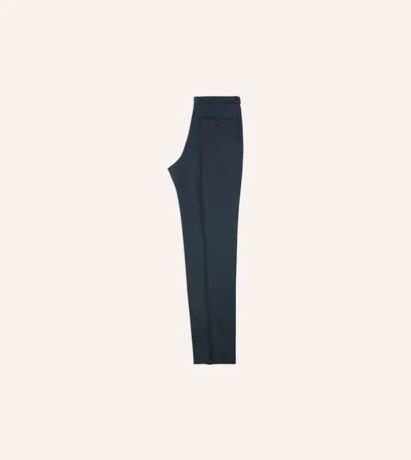 Daily Navy Irish Linen Single Pleat Trouser Casual Style