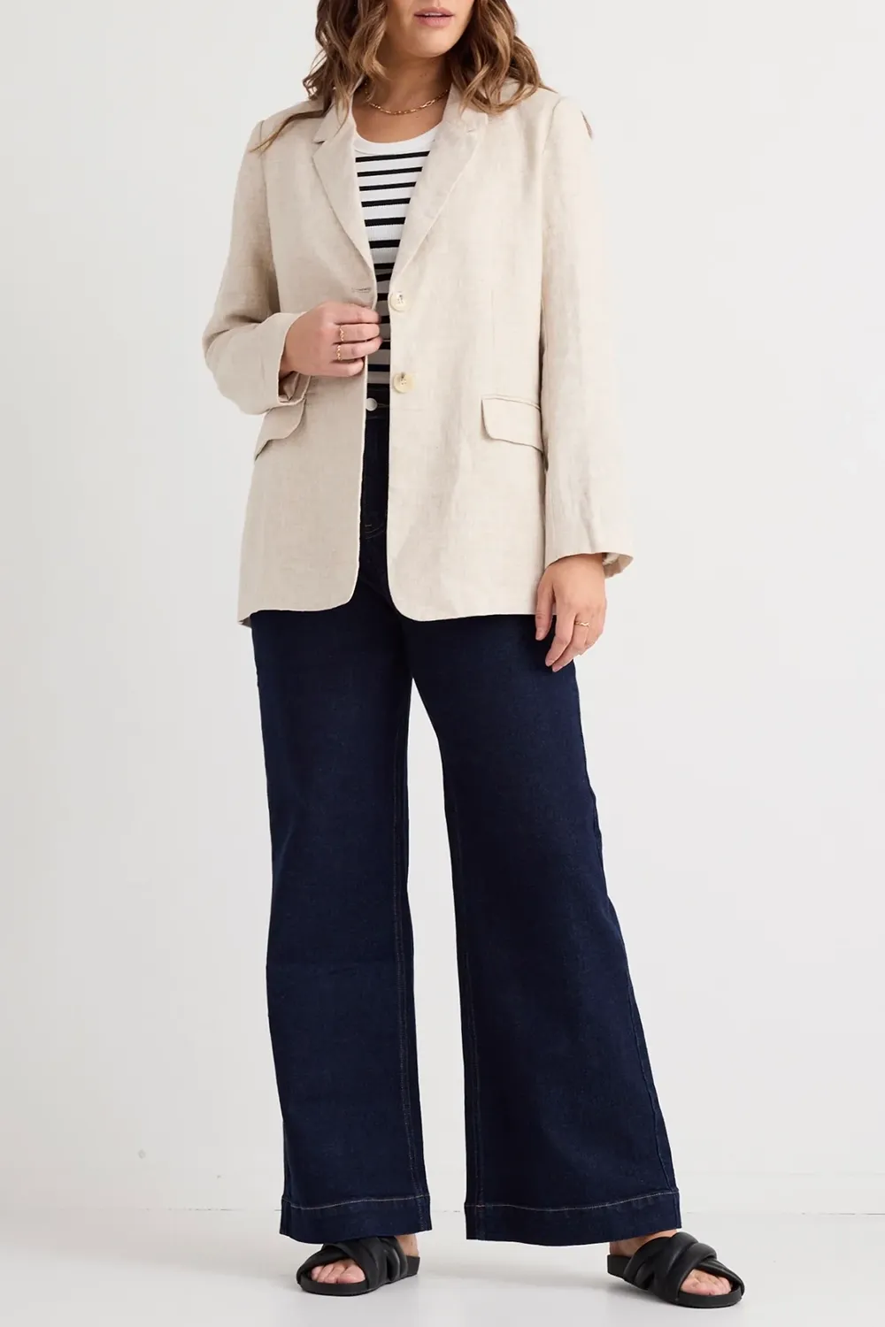 Linen Single Breasted Longline Blazer