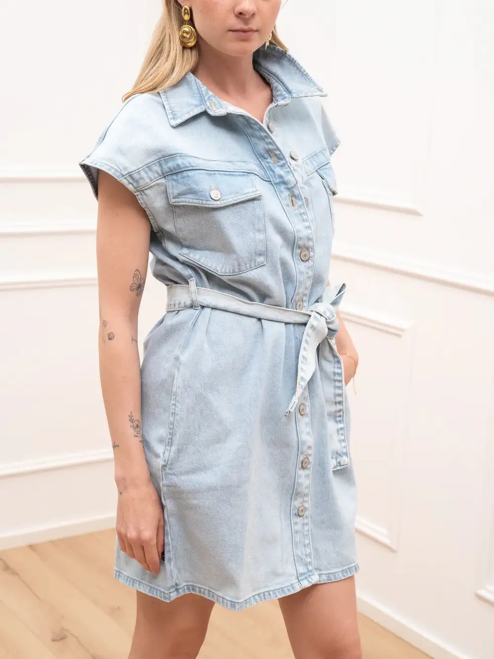 Mini Button Front Dress