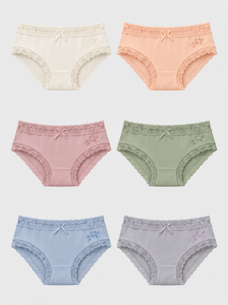 Women's Multicolor Lace Trim Briefs Multi-Pack