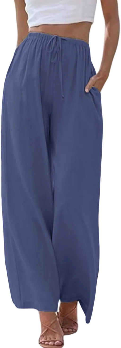 Women’s Wide Leg Palazzo Pants with Pockets – Lightweight Summer Trousers