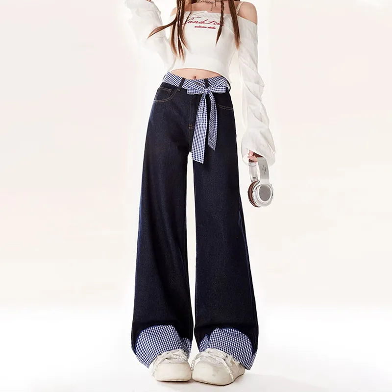 Floor Length Bow Detail Jeans