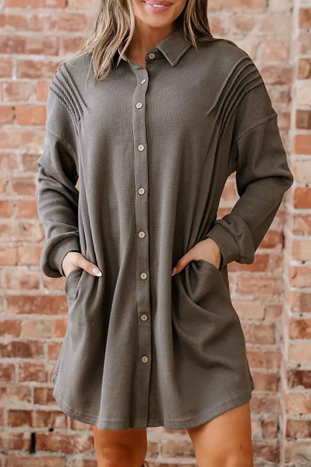 Knit Waffle Sweater Dress