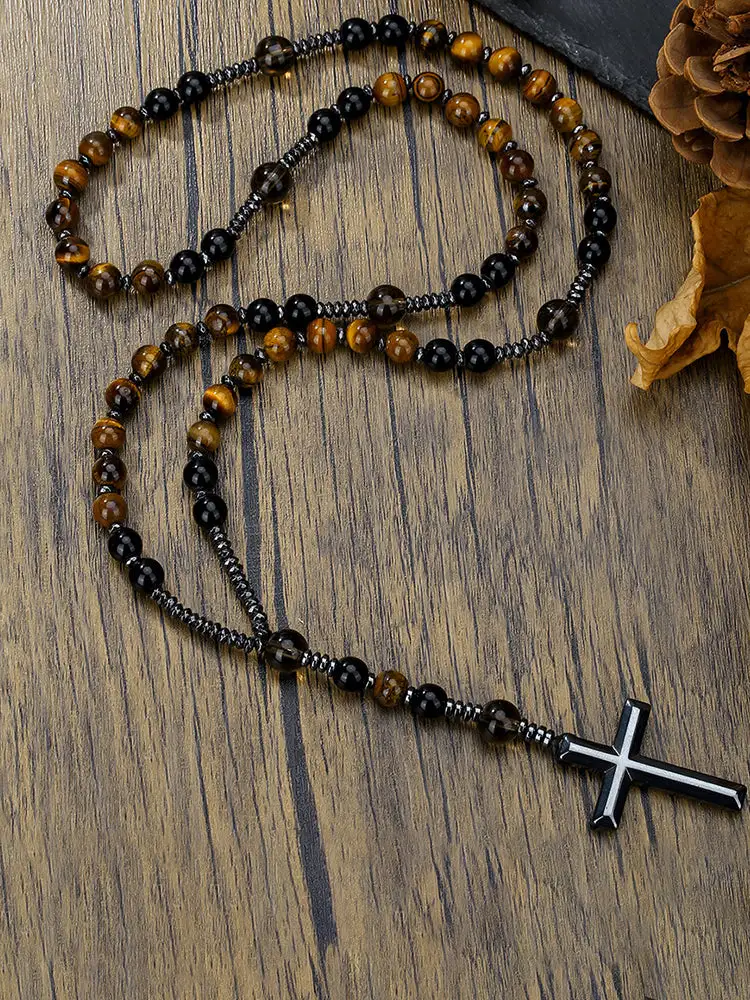 Tiger Beaded Pendant Necklace