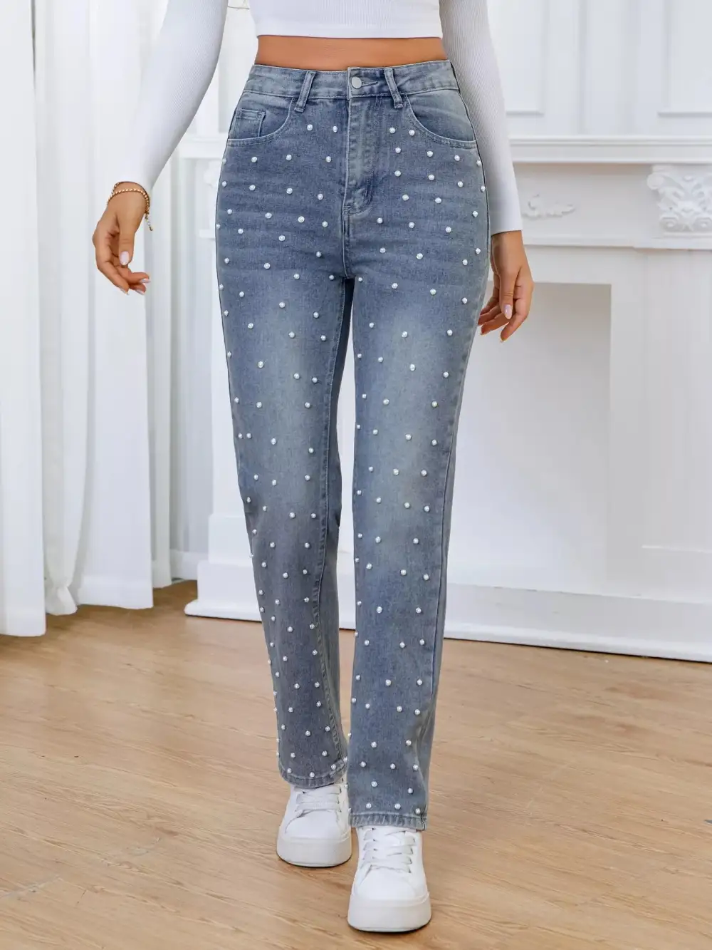 Clean High Waist Straight Leg Denim Jeans