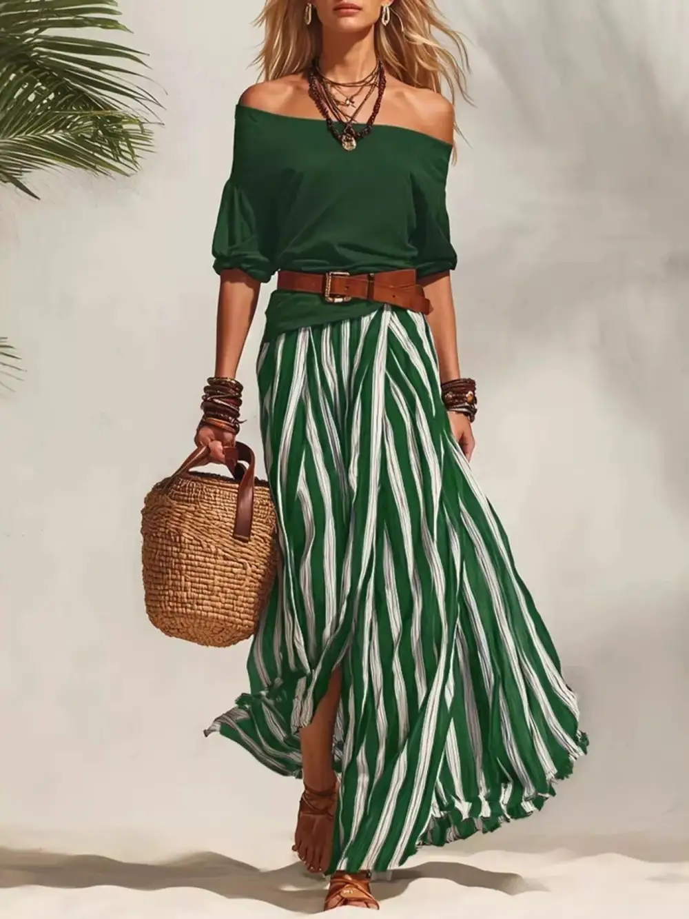 Off Shoulder Top and Maxi Skirt Set