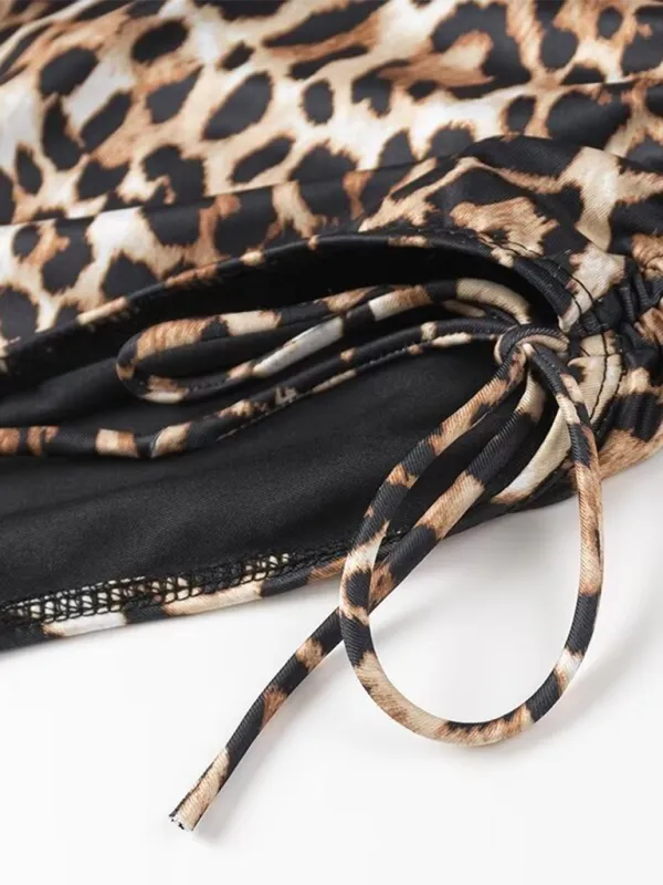 Animal Print Slim Fit Bandeau One Swimsuit