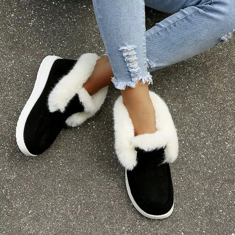 Cozy Fuzzy Trim Ankle Boots
