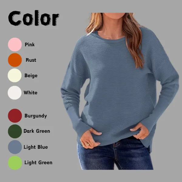 Women's Basic Long Sleeve Sweater | Solid Color Oversized Pullover