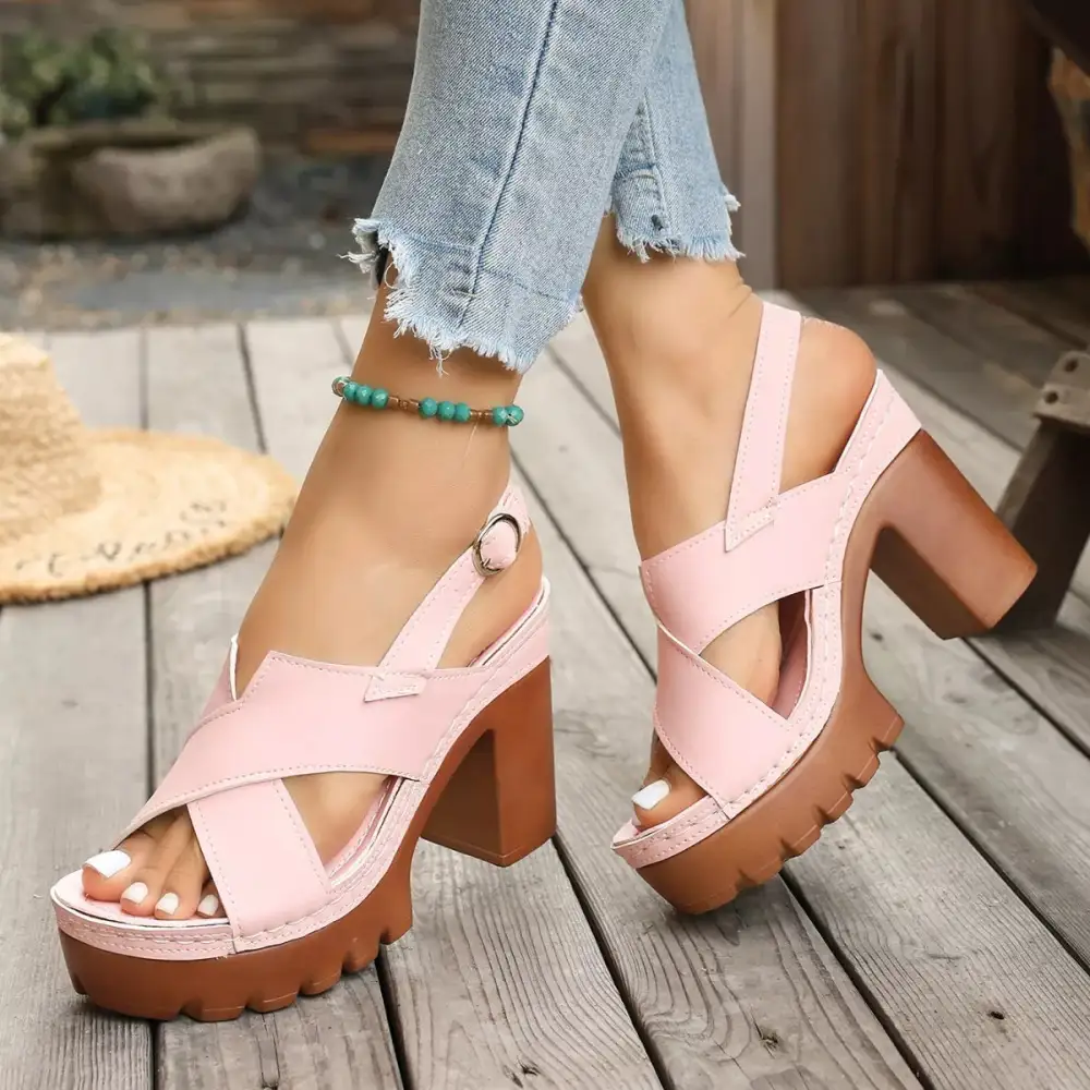 Soft Open Toe Block Heel Sandals