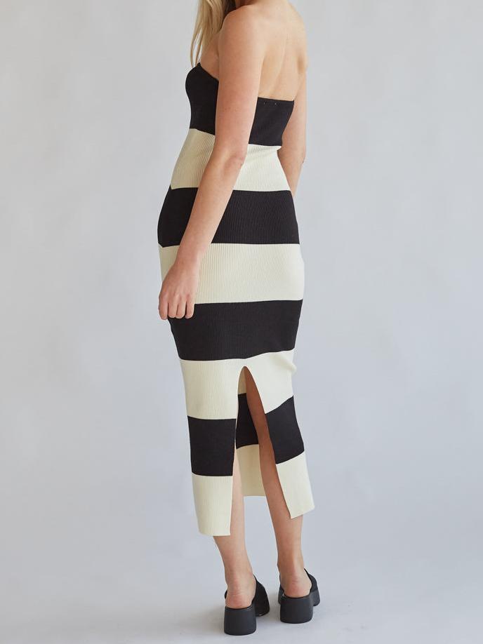 Striped Knit Midi Tube Dress
