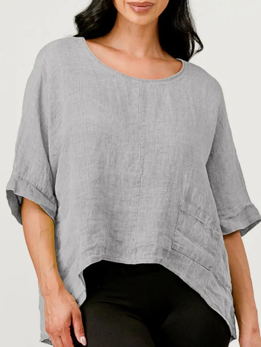 Crew Neck Cotton Linen Tee