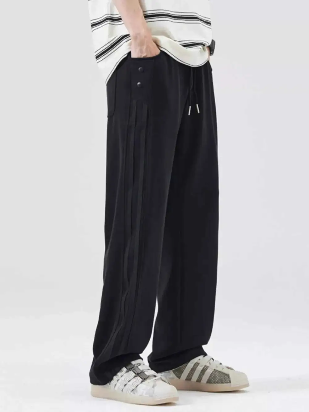 Drawstring Wide Leg Casual Pants