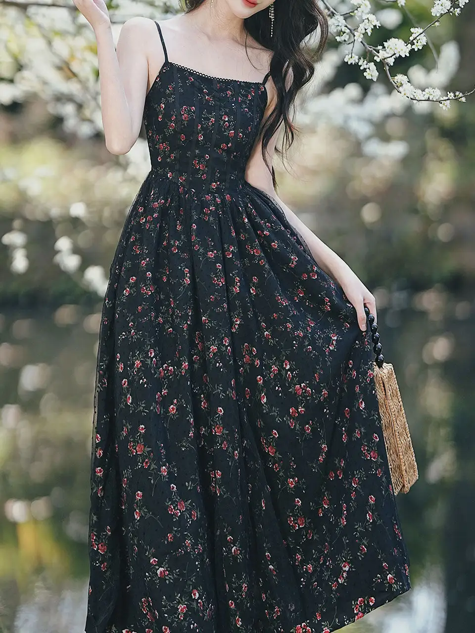 Layered Floral Chiffon Maxi Dress