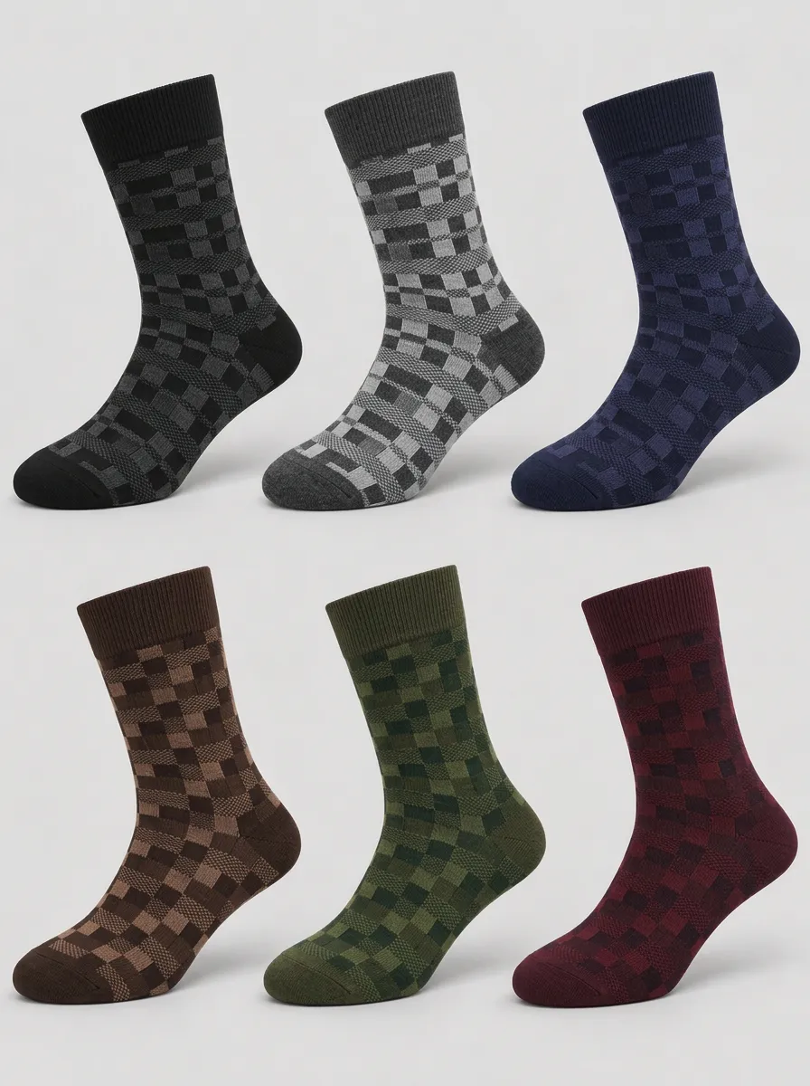 Men's Check Geometric Socks 6-Pack