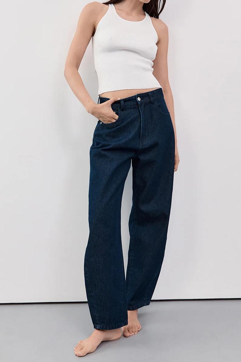 INDIGO BARREL LEG JEAN