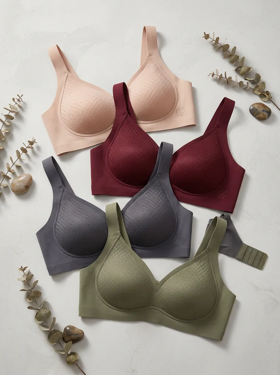 Women's Leaf Logo Textured Seamless 4-Pack Of Jelly Bras