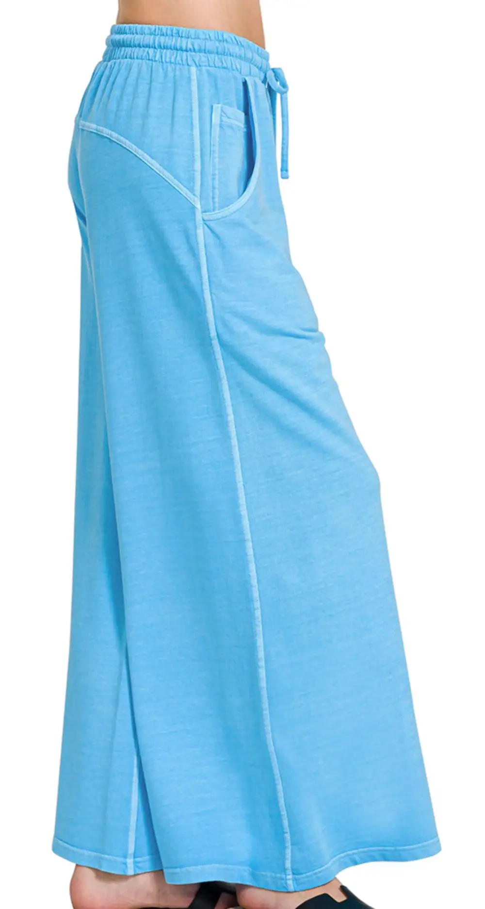 Roomy Drawstring Cotton Blend Casual Pants