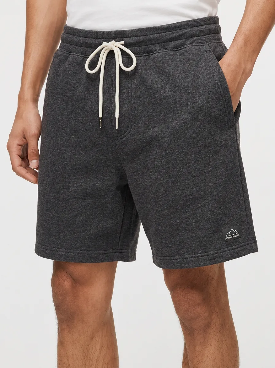 Men's Outdoor Mountain Logo Printed Drawstring Shorts