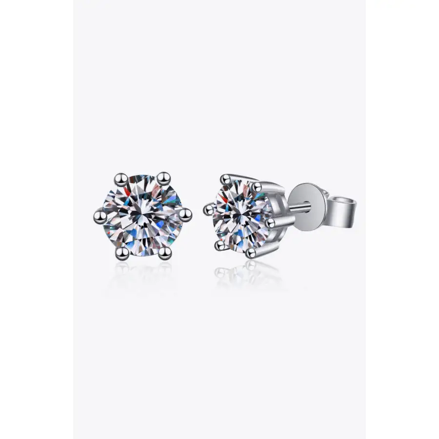 Sterling Silver Prong Moissanite Stud Earrings