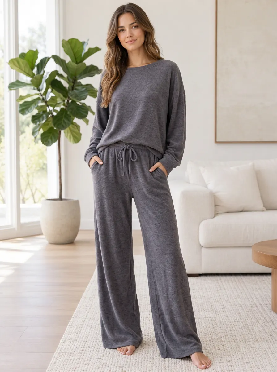 Laid Back Homewear Women's Wide Leg Homewear Set