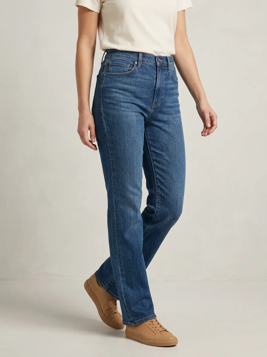 Versatile-Essential Straight-Leg Denim Jeans