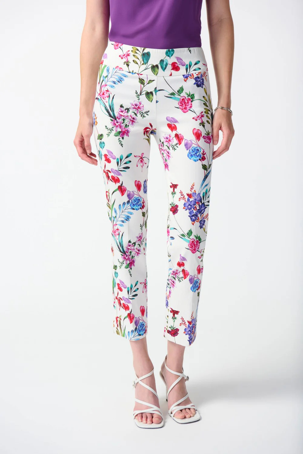Floral Print Pull - On Cropped Pants