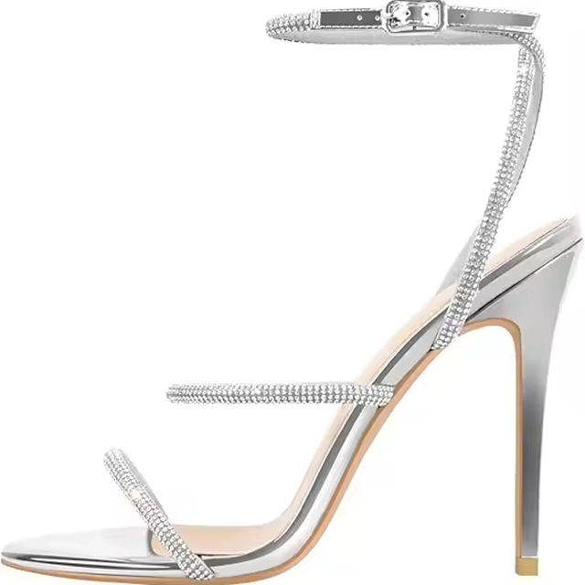 Velora Crystal Gold Stiletto Sandals