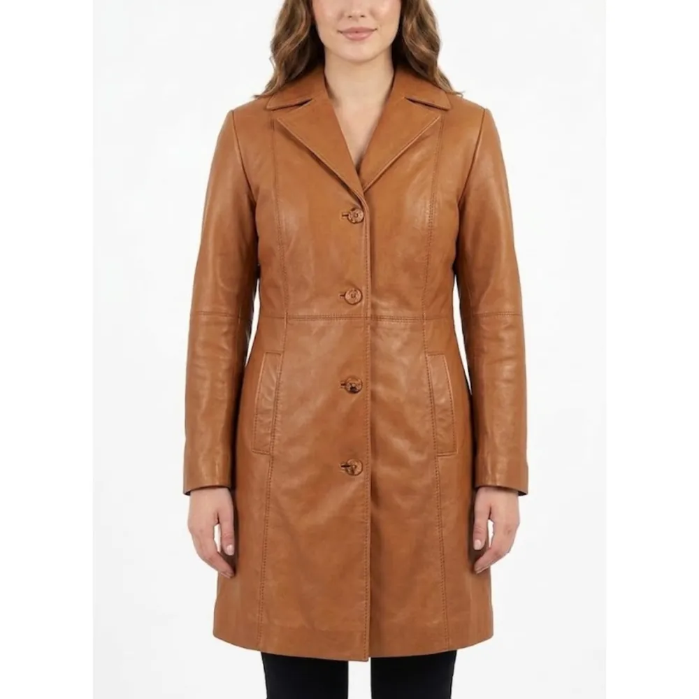 Mid Length Sheepskin Trench Coat