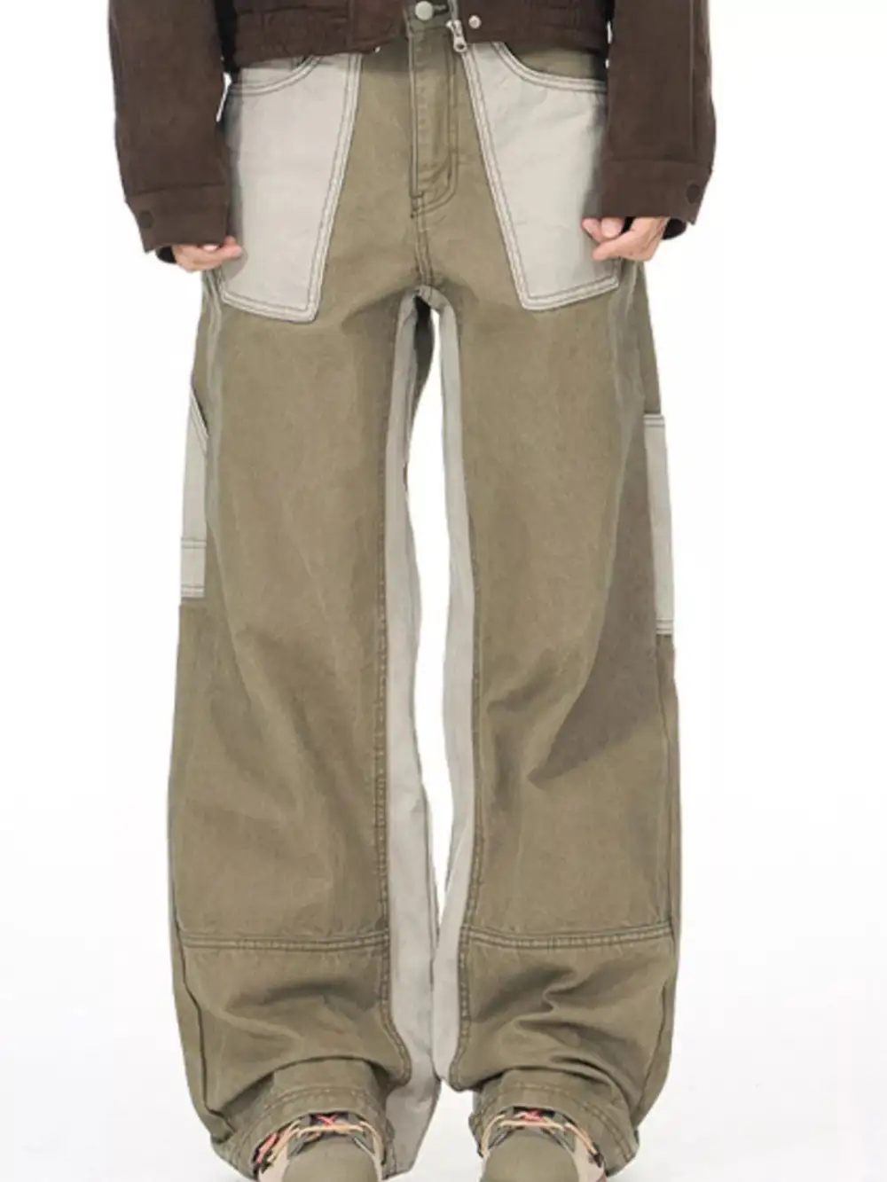 Men's Two Tone Wide Leg Cargo Pants