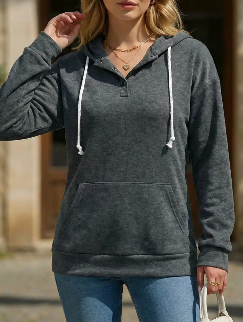 Hooded Drawstring Pocket Sweatshirt